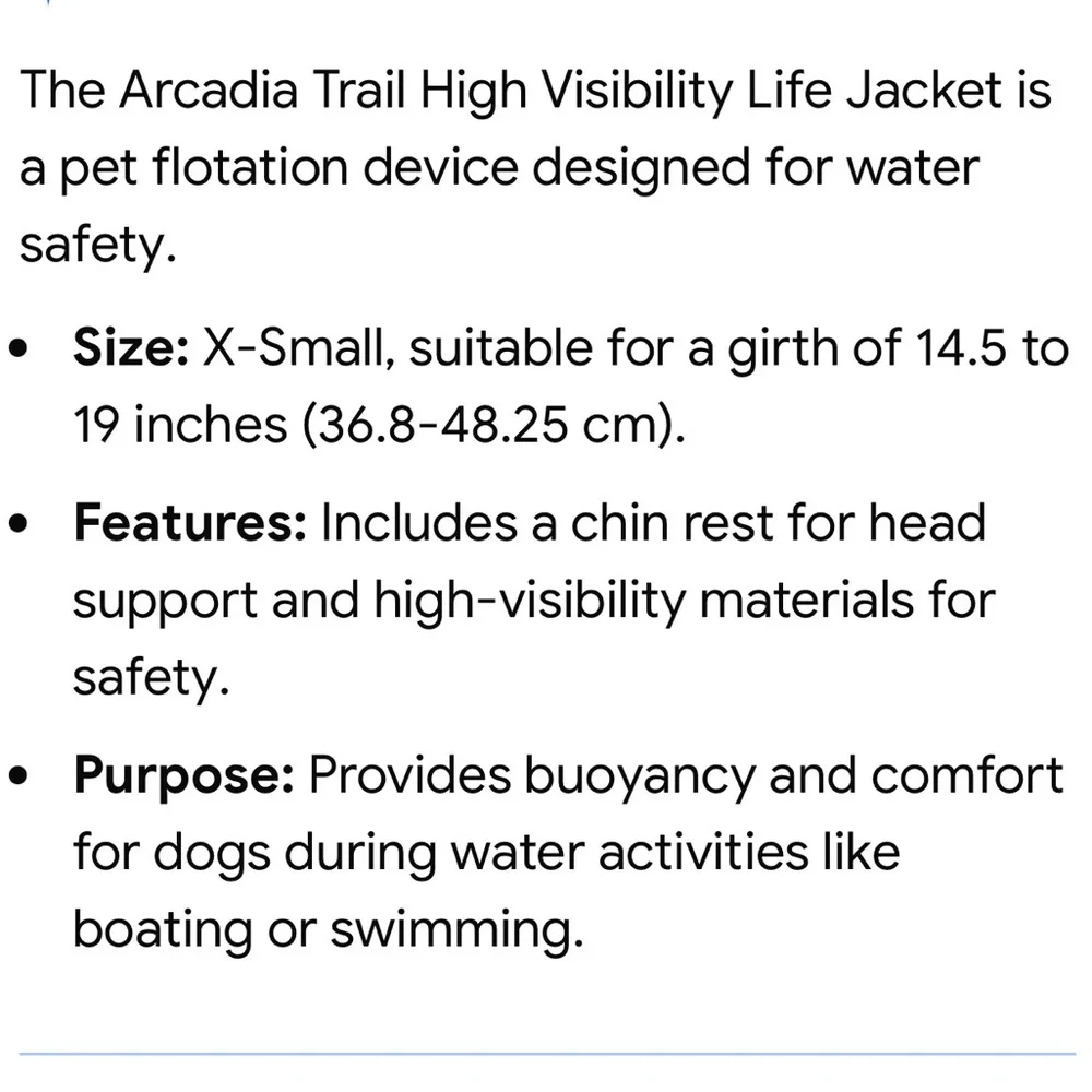 Arcadia Trail High Visibility Life Jacket FOR X SMALL DOG NWT